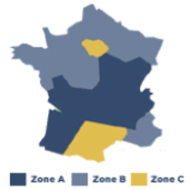 Carte des zones des vacances scolaires